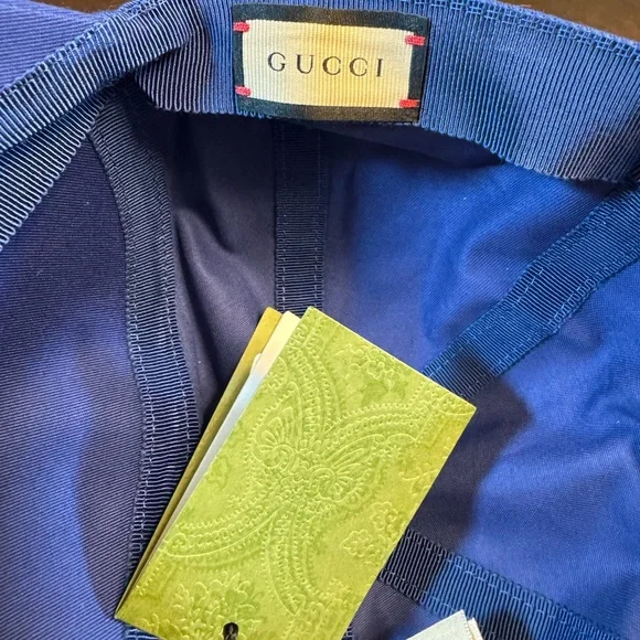 New Gucci GG Logo Blue Yellow Baseball Hat Size L - Picture 11 of 13